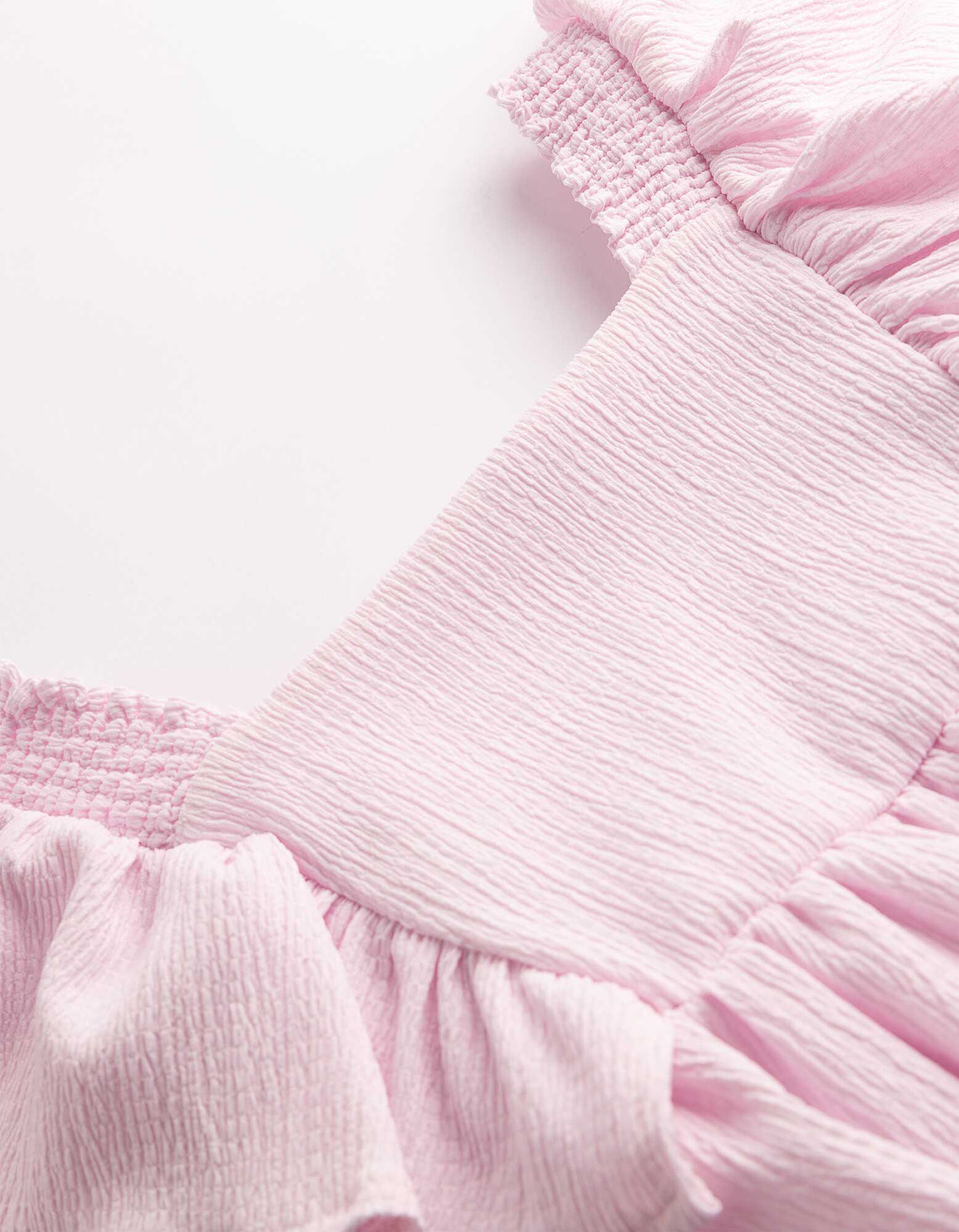 Blusenkleid - &Auml;rmel mit Volants - Rosa