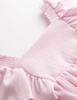 Blusenkleid - &Auml;rmel mit Volants - Rosa