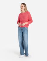 Pleteni pulover - &Scaron;i&scaron;mi&scaron; rukavi - svetlo-crvena