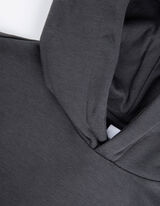 bluza z kapturem - prążkowane brzegi - ciemny szary