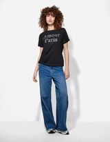 Majica kratkih rukava - Rhinestones - crno