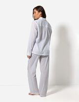 Pyjama Set aus Langarmshirt und Hose  - Streifen - weiß