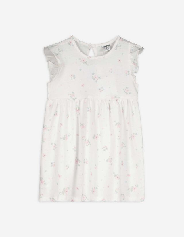 Kleid in A-Linie - Allover-Print - weiß