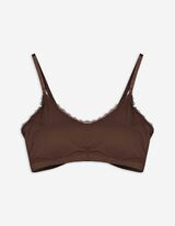 Bralette - Spitzenbesatz - dunkelbraun
