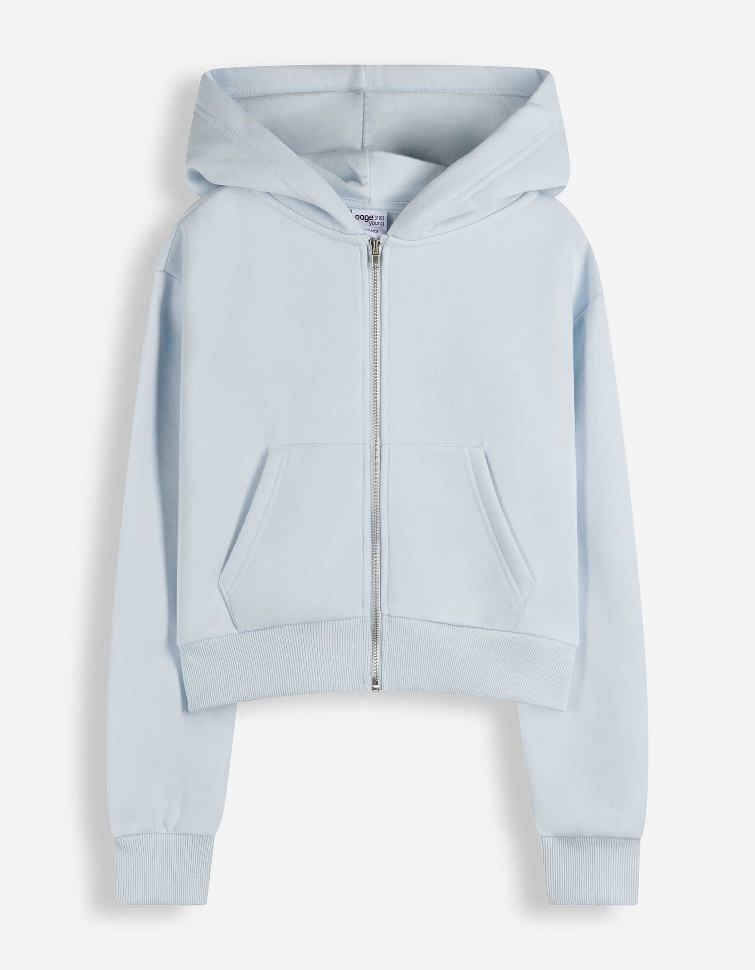 Sweatjacke - Cropped - Hellblau