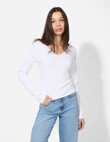 Tričko s dlouh&yacute;m ruk&aacute;vem - Obsah modalu - b&iacute;l&aacute;