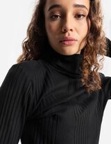 Bluză de corp cu mânecă lungă - Guler rulat - Negru