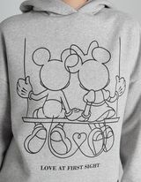 bluza z kapturem - Myszka Miki - jasny szary