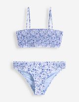 Ensemble haut de bikini et slip de bikini - Motif floral - Bleu clair