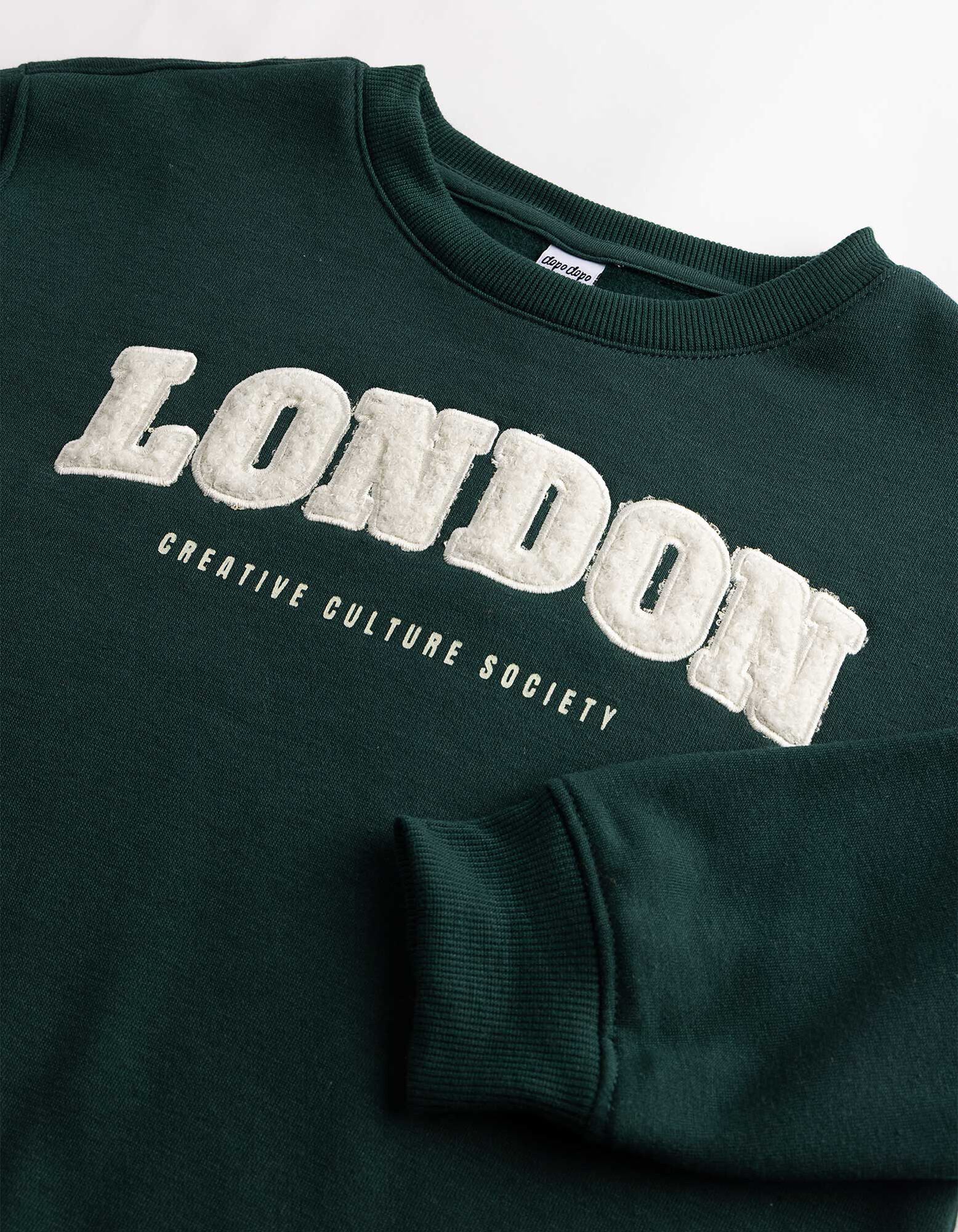 Sweatshirt - Print - Dunkelgr&uuml;n