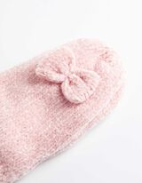 Egyujjas kesztyű - Masnis rátéttel - rozsaszin