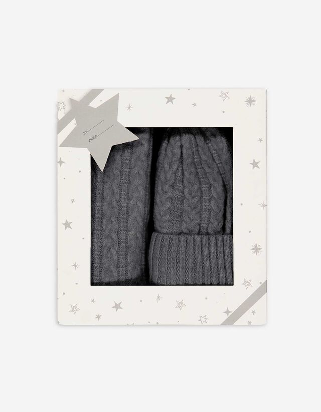 Set cappello e sciarpa - maglia a cavo - grigio scuro