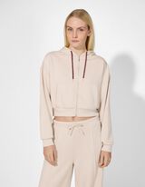 Sweatjacke - Cropped - beige