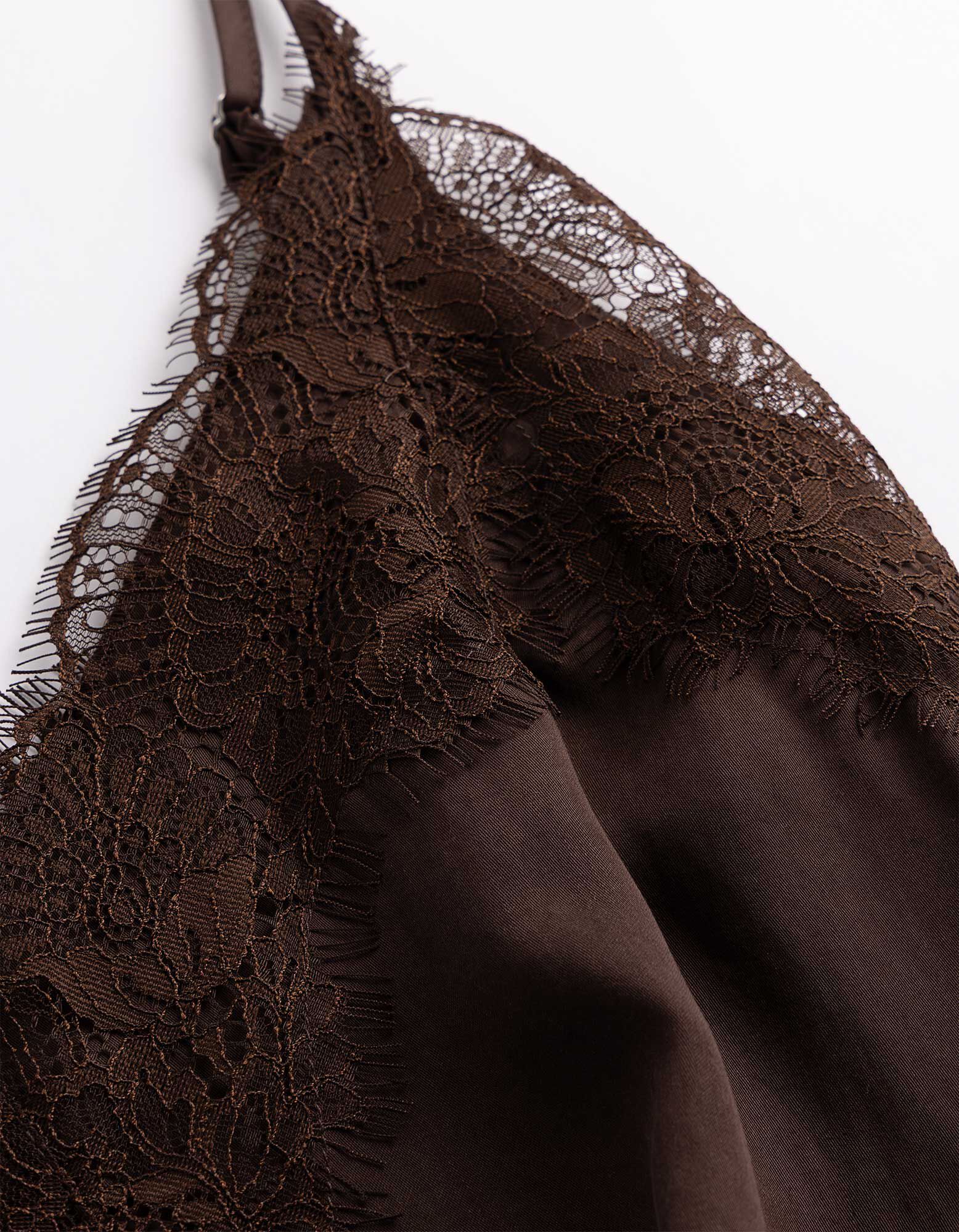 Top - Satin - Dunkelbraun