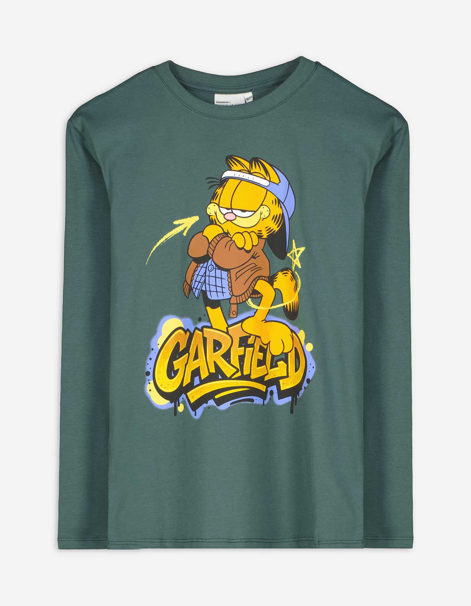 Longsleeve - Garfield - Donkergroen