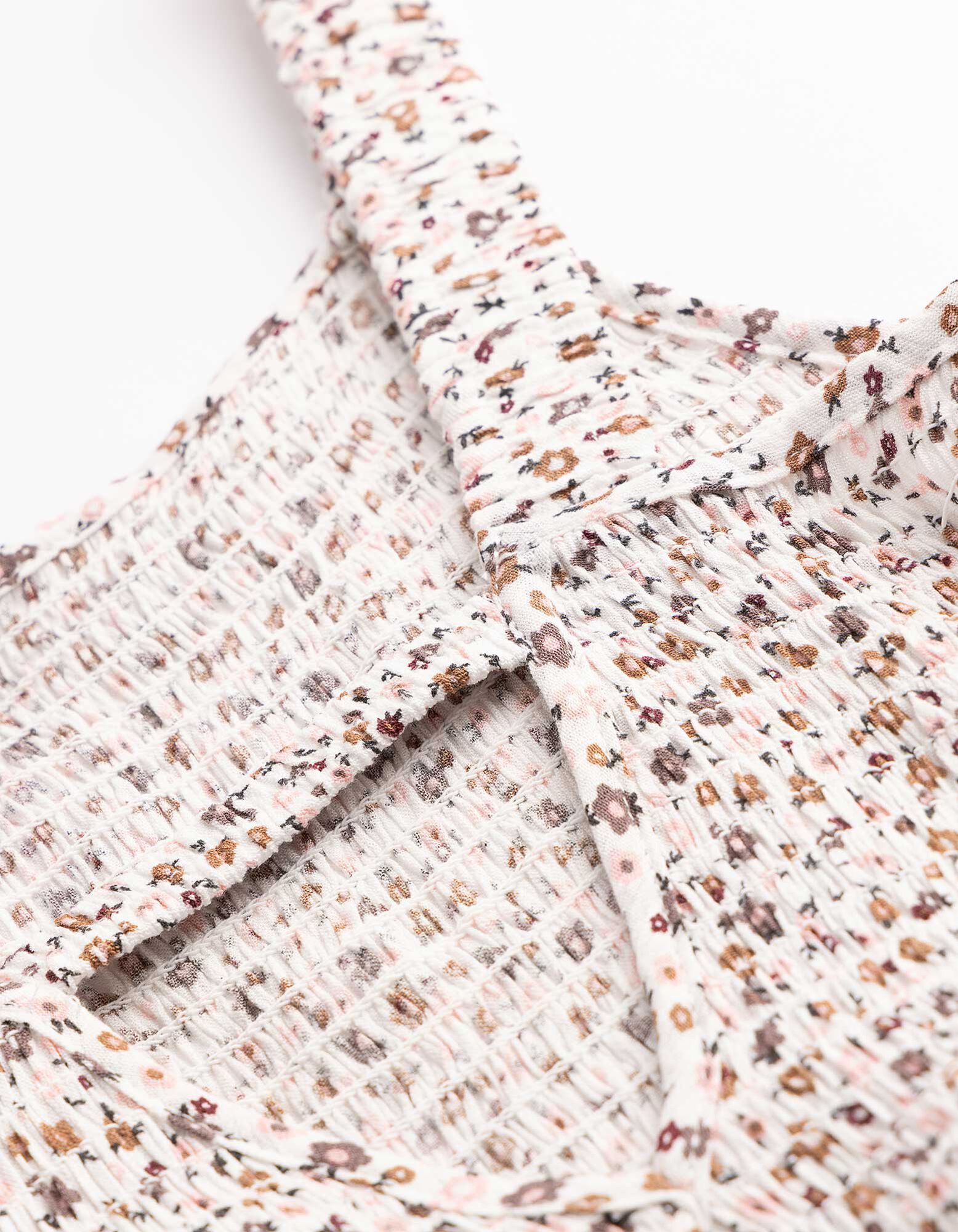 Robe - Motif floral - blanc
