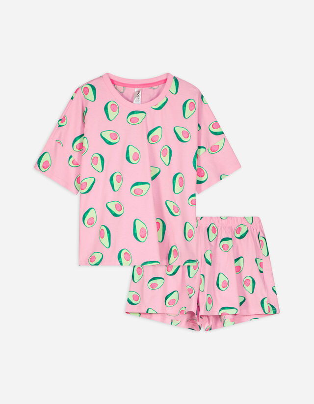 Pyjama Set aus Shirt und Shorts - Allover-Print