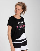 T-shirt - Viscose m&eacute;lang&eacute;e - Noir