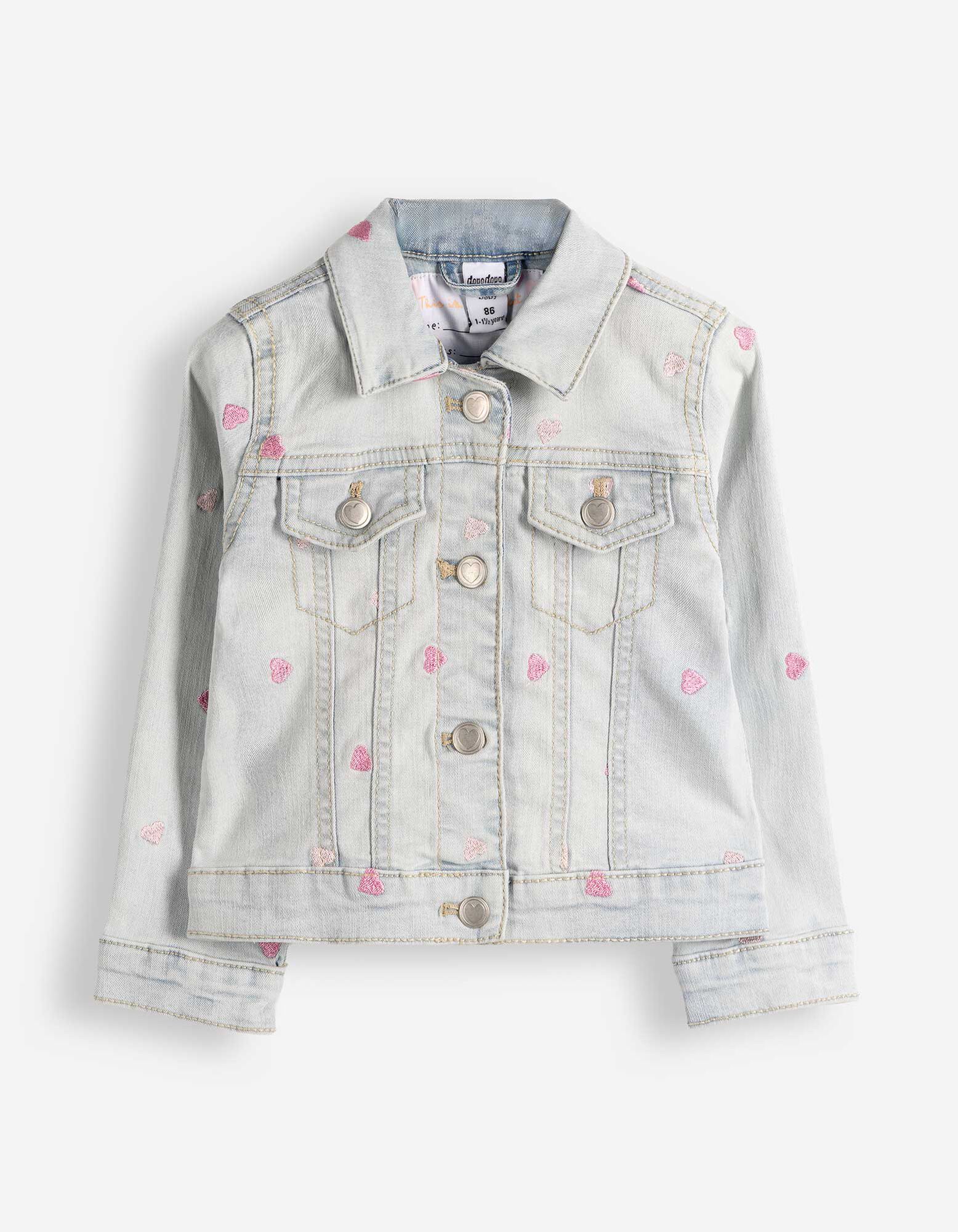 Jachetă din denim - Broderii - Albastru deschis