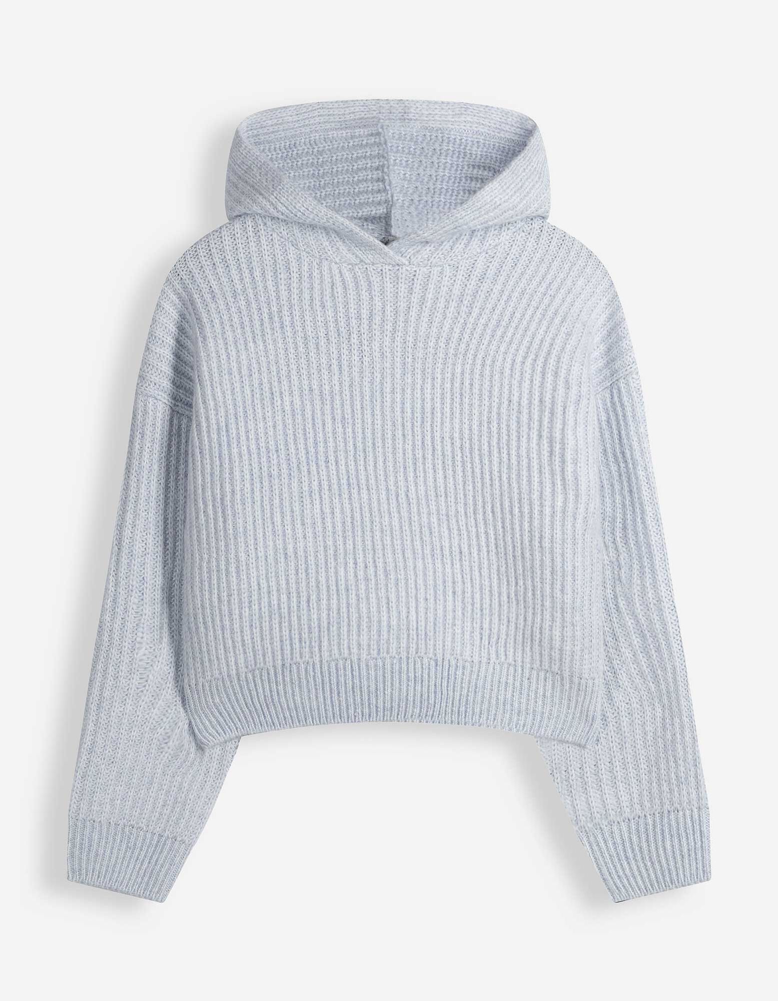 Strickpullover - Kapuze - Hellblau