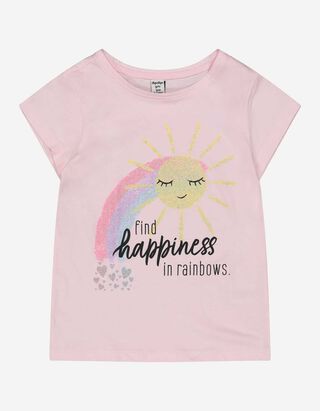 T-shirt - Glitterprint - roze