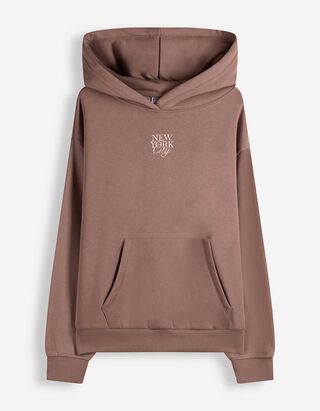 Hoodie - Print - bruin