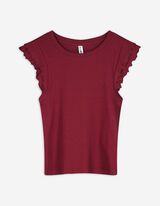 Top - Volant - rosso scuro