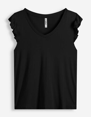 Top - Volants - Schwarz