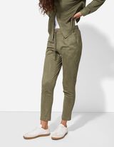 Pantaloni - Imitație de piele &icirc;ntoarsă - Verde inchis