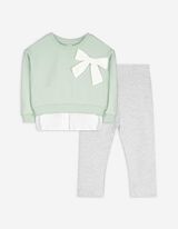 Set aus Sweatshirt und Leggings - Schleifenapplikation - grün