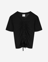 T-Shirt - Viskose-Mix - schwarz