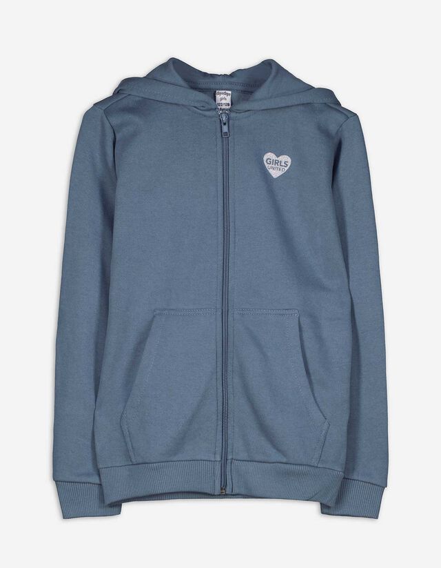 Sweatjacke - Glitzerprint - türkis