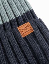 czapka z dzianiny - mankiet - ciemny niebieski