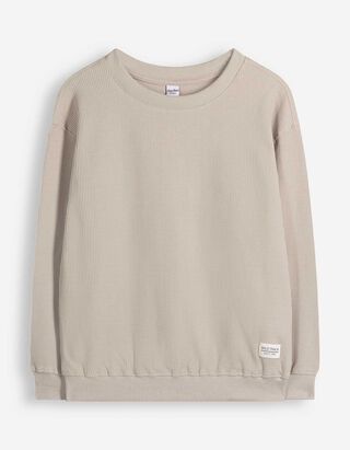 Sweatshirt - Waffelstruktur - Beige