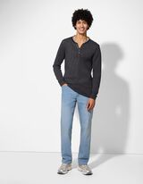 Tričko s dlouhým rukávem - Dvouvrstvý vzhled - tmave seda