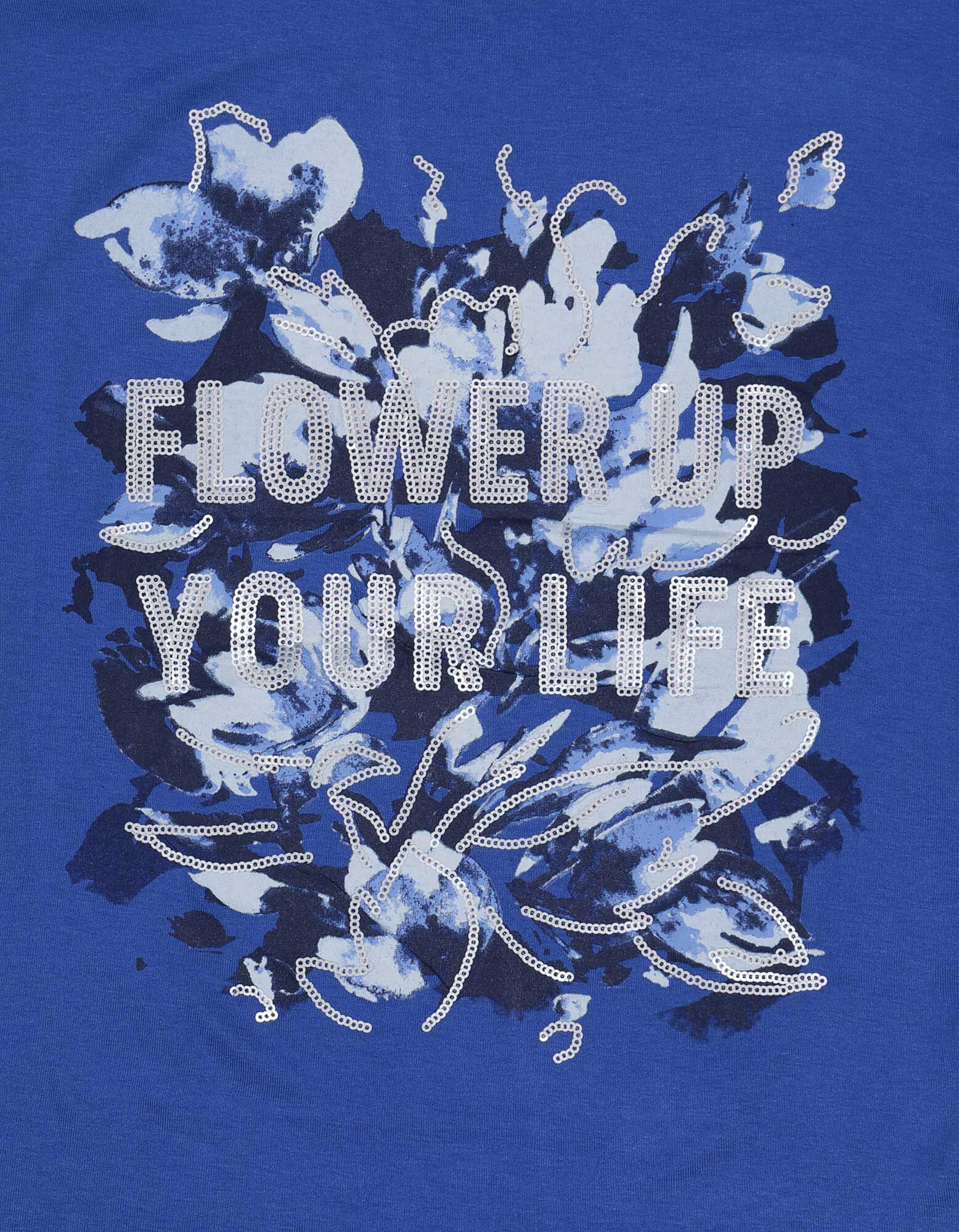 T-shirt - Viscose m&eacute;lang&eacute;e - Bleu fonc&eacute;
