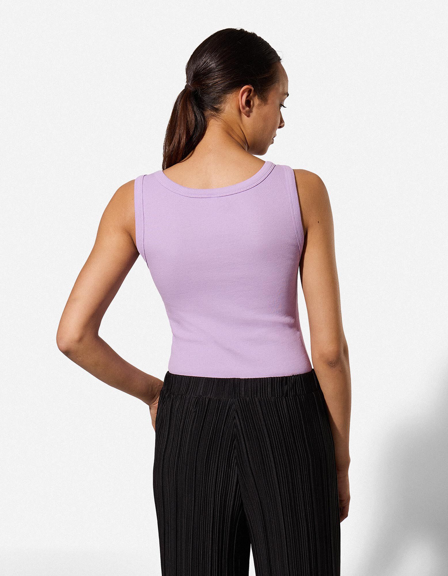 Top - Rippenstruktur - Rosa