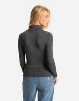 Tričko s dlhými rukávmi - Ozdobné gombíky - tmavoseda