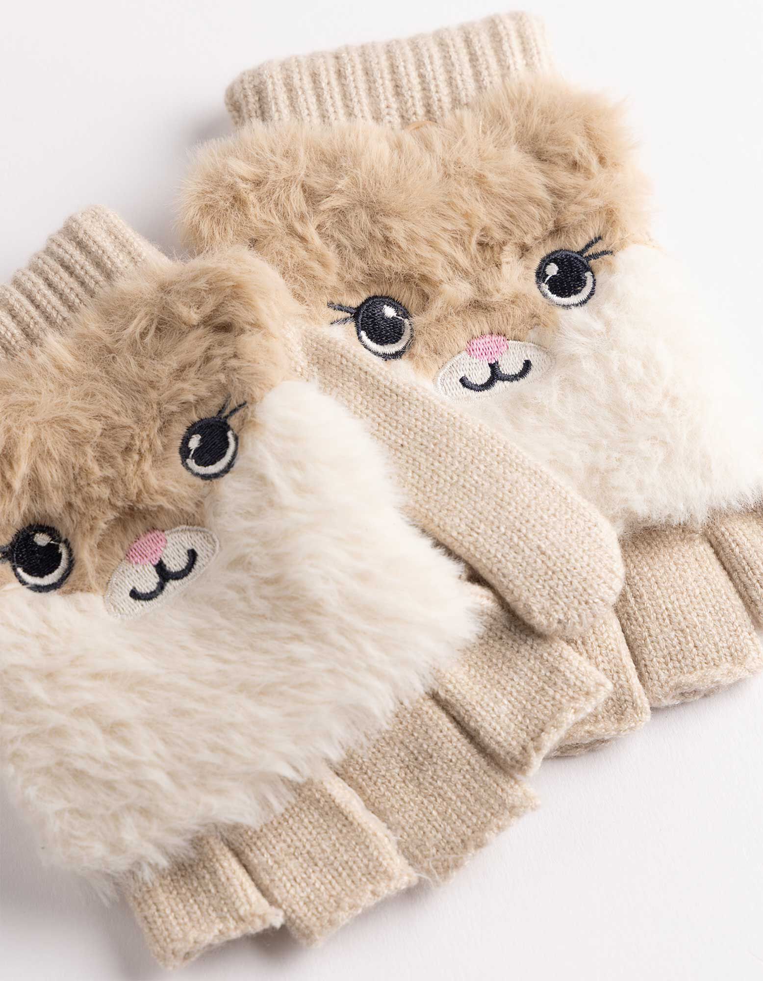 Handschuhe - Tiermotiv - Beige