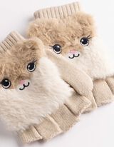 Handschuhe - Tiermotiv - Beige