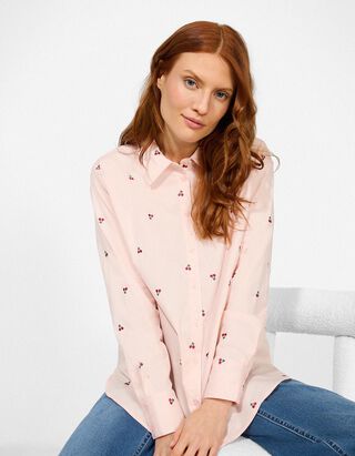 Bluse - Stickerei - rosa