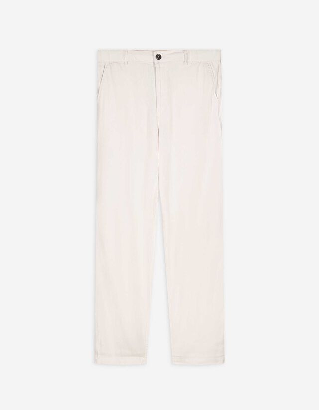 Pantaloni chino - Misto lino - bianco