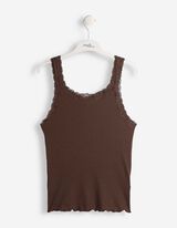 Tanktop - Met kant - Donkerbruin