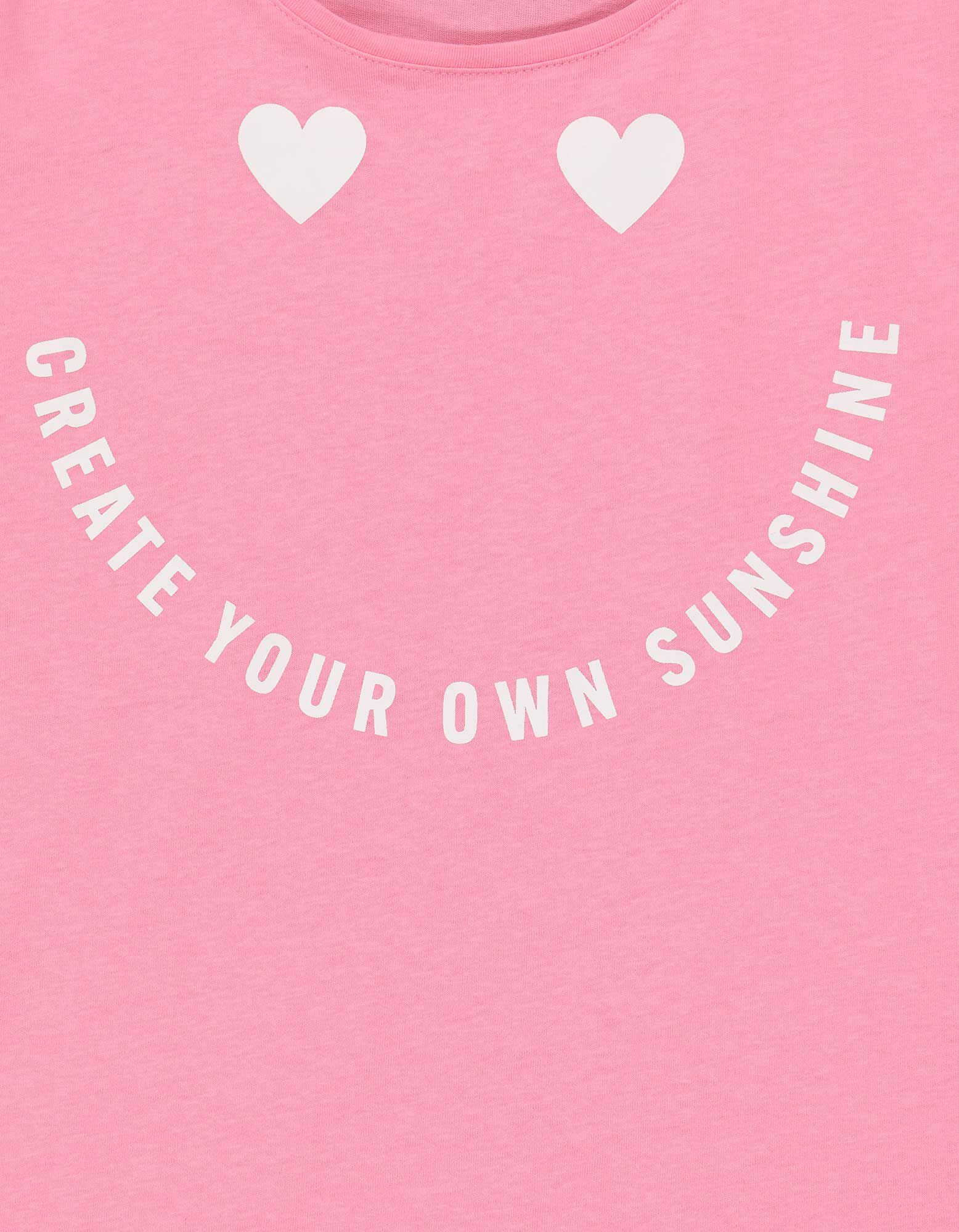 T-shirt - Message imprim&eacute; - rose