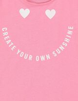 T-shirt - Message imprim&eacute; - rose
