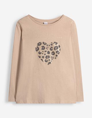 Langarmshirt - Print - Braun