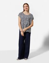 Bluse - Allover-Print - blau