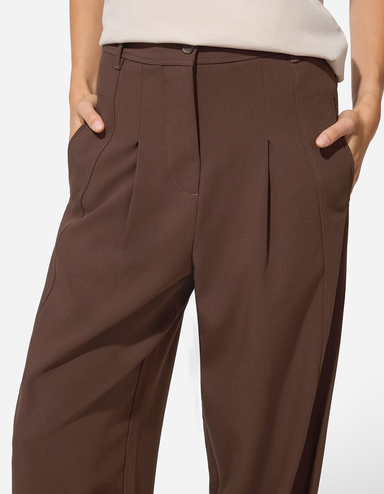 Broek - Imitatie su&egrave;de - Donkerbruin