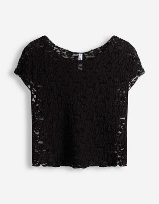 T-Shirt - Muschelsaum - Schwarz