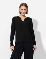 Palaidinė-marškiniai - V formos iškirptė - juodas